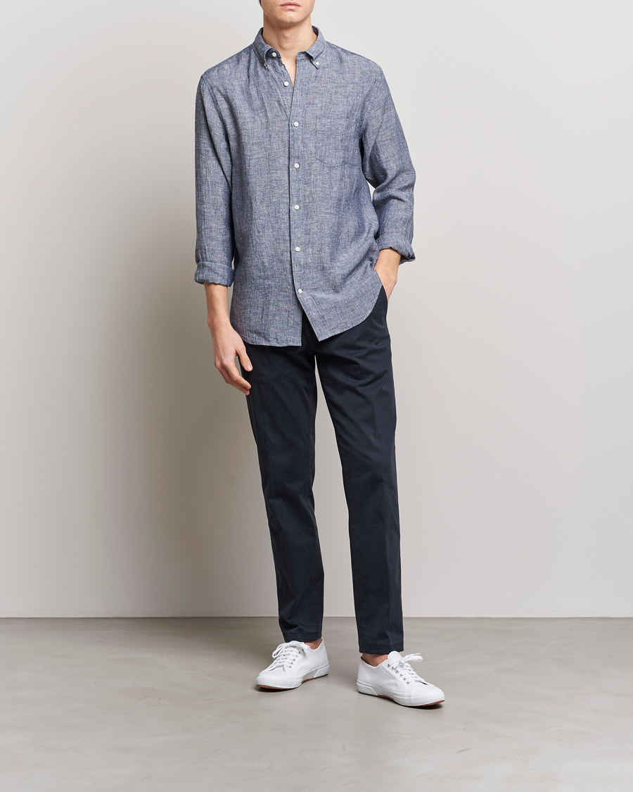 Homme | Chemises | GANT | Regular Fit Linen Shirt Marine