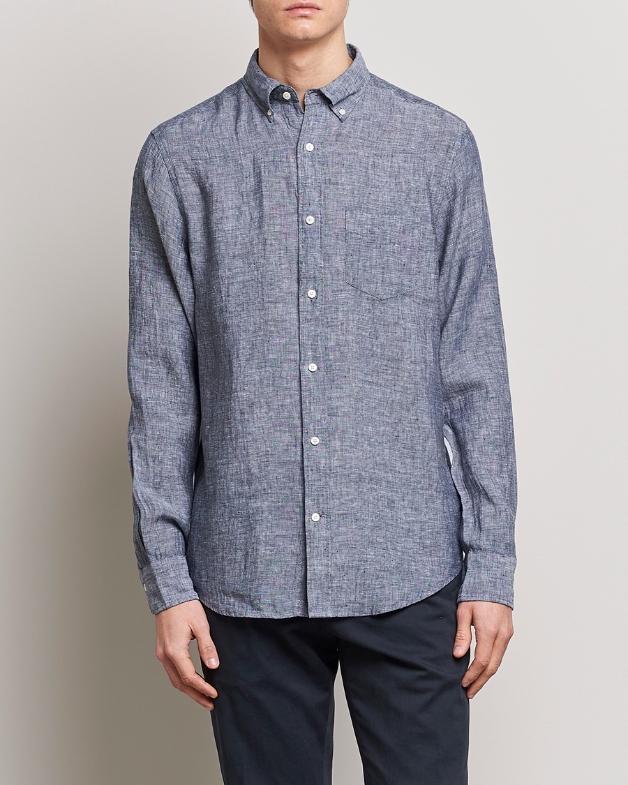 Homme | Chemises | GANT | Regular Fit Linen Shirt Marine