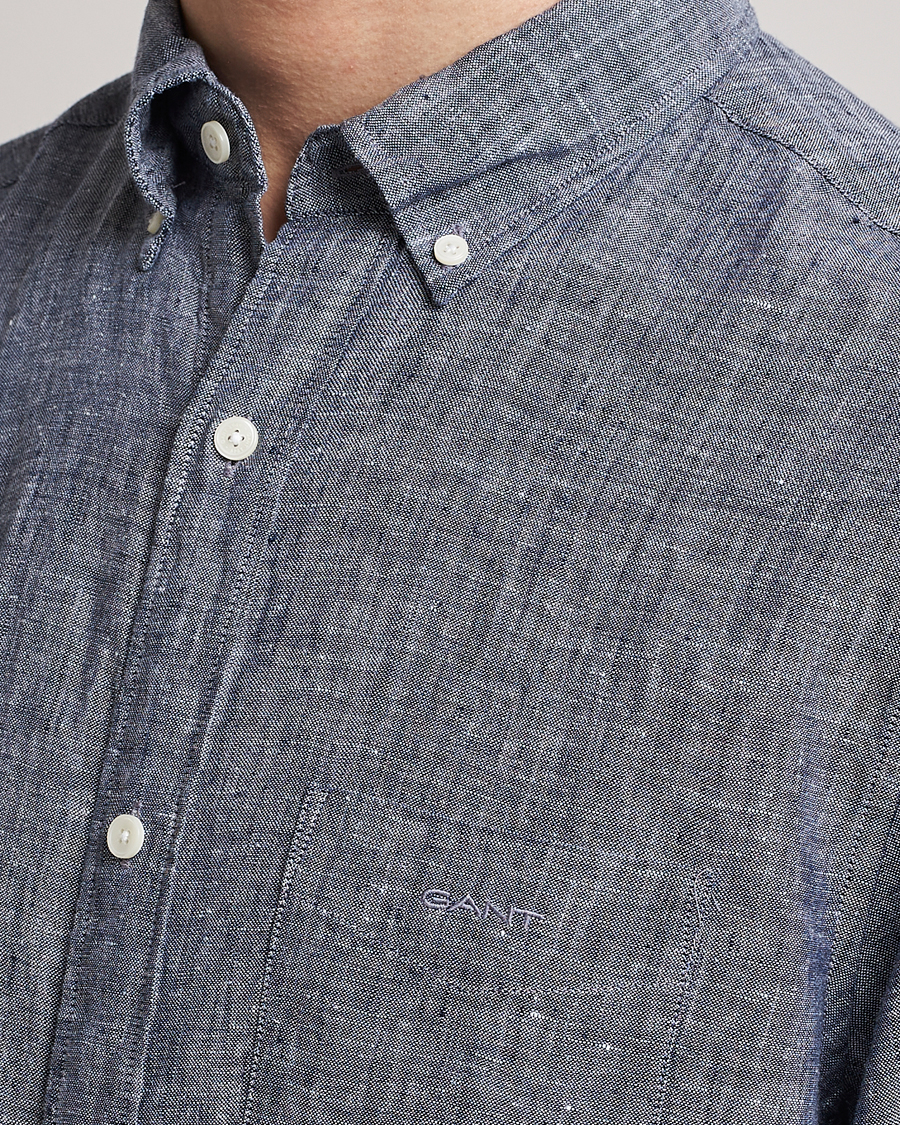 Homme | Chemises | GANT | Regular Fit Linen Shirt Marine