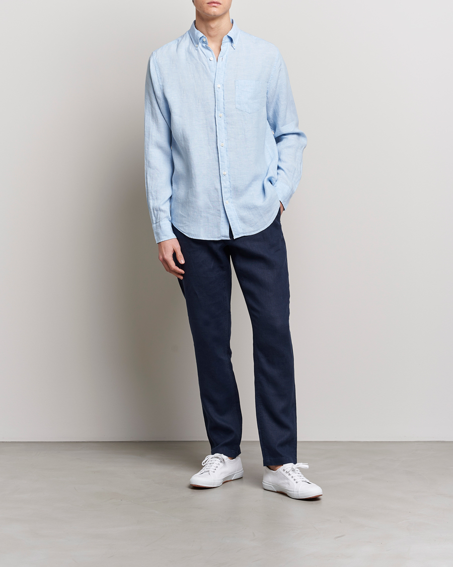 Homme | Chemises | GANT | Regular Fit Linen Shirt Capri Blue