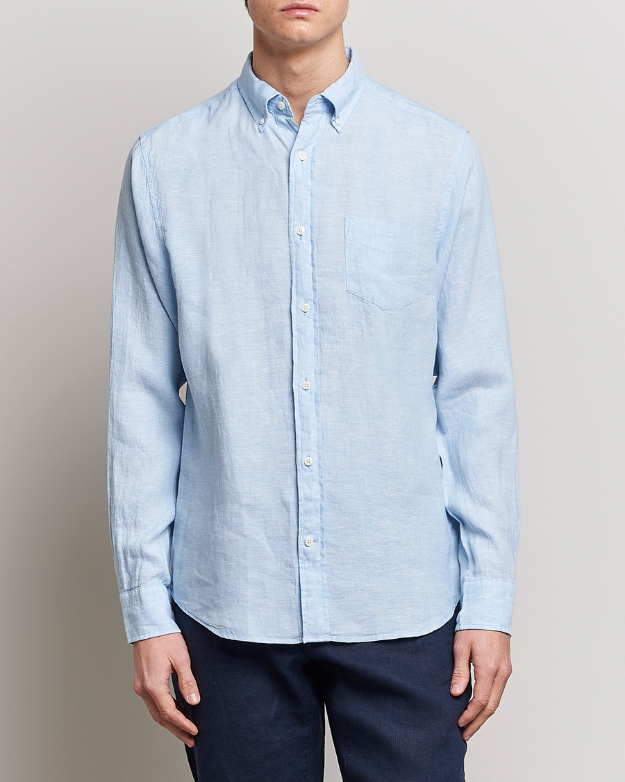 Homme | Chemises | GANT | Regular Fit Linen Shirt Capri Blue