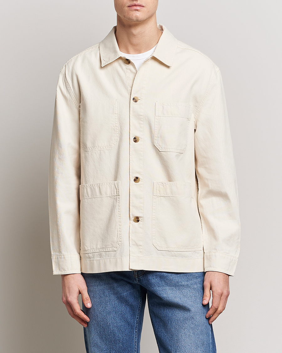 Homme | Chemises | GANT | Garment Dyed Cotton/Linen Overshirt Ecru