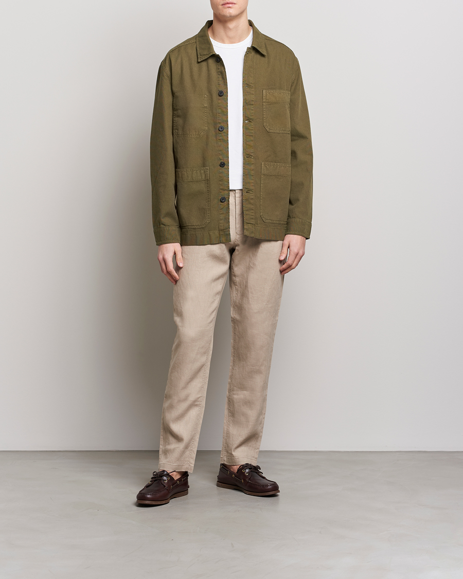 Homme | Chemises | GANT | Garment Dyed Cotton/Linen Overshirt Racing Green