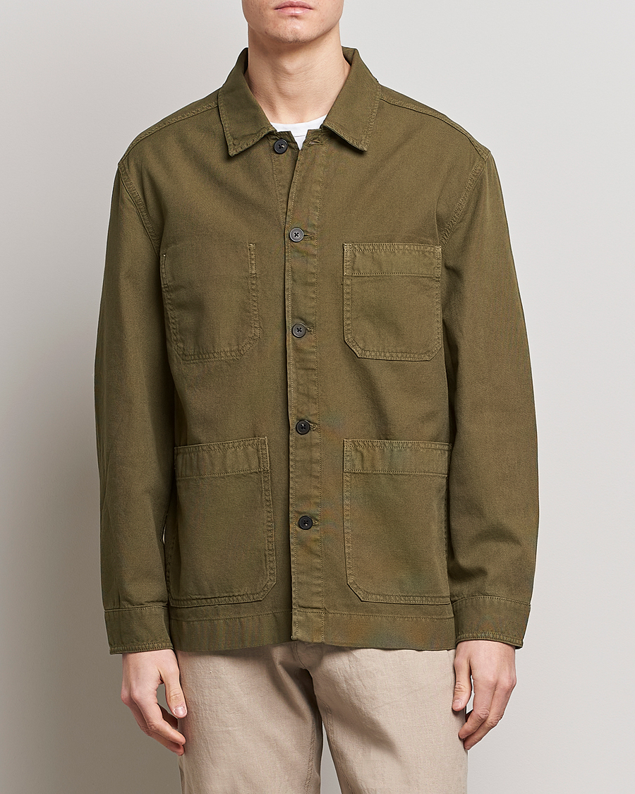 Homme | Chemises | GANT | Garment Dyed Cotton/Linen Overshirt Racing Green
