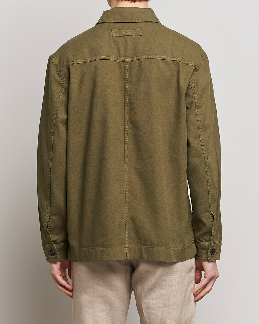 Homme | Chemises | GANT | Garment Dyed Cotton/Linen Overshirt Racing Green
