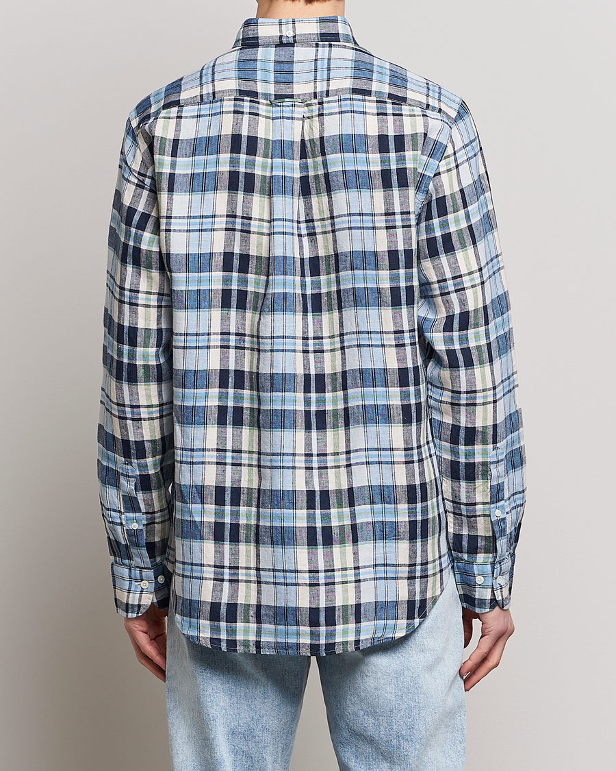 Homme | Chemises | GANT | Regular Fit Linen Madras Checked Shirt Marine Multi