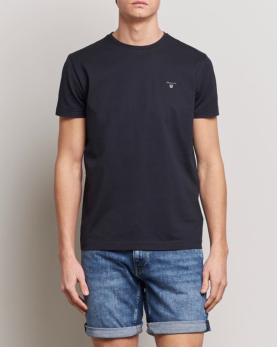 Homme | T-shirts | GANT | Cotton Pique Crew Neck T-Shirt Black