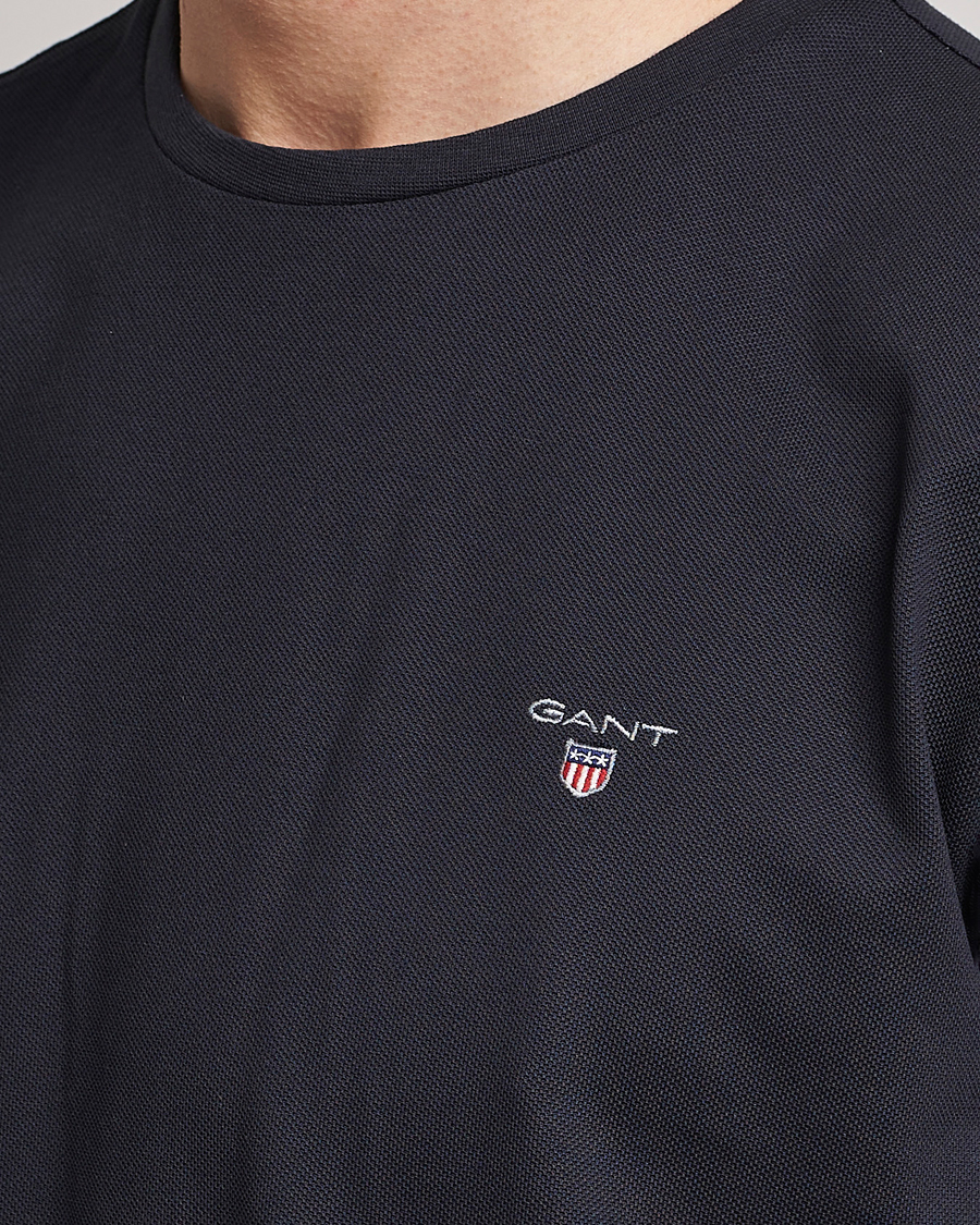 Homme | T-shirts | GANT | Cotton Pique Crew Neck T-Shirt Black