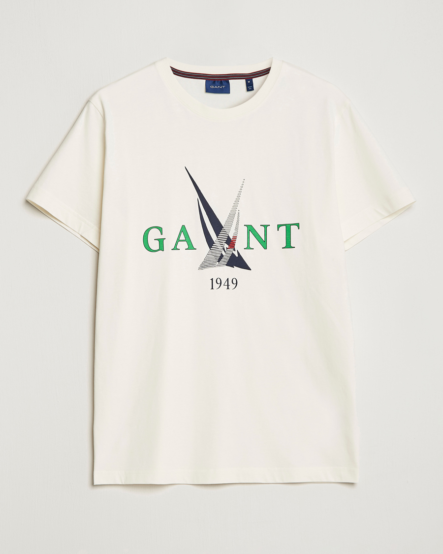 Homme | T-shirts | GANT | Sailing Logo Crew Neck T-Shirt Cream