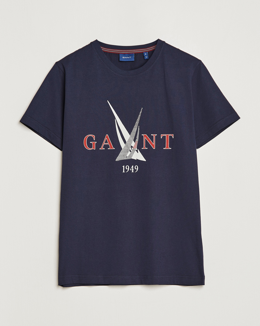 Homme | T-shirts | GANT | Sailing Logo Crew Neck T-Shirt Evening Blue