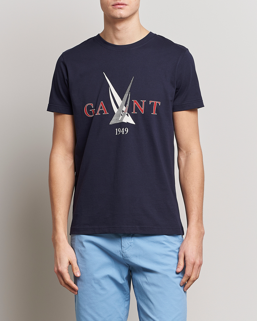 Homme | T-shirts | GANT | Sailing Logo Crew Neck T-Shirt Evening Blue