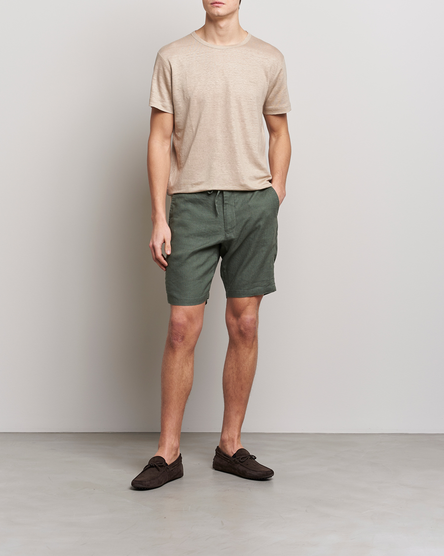 Homme | T-shirts | GANT | Cotton/Linen Crew Neck T-Shirt Khaki Beige