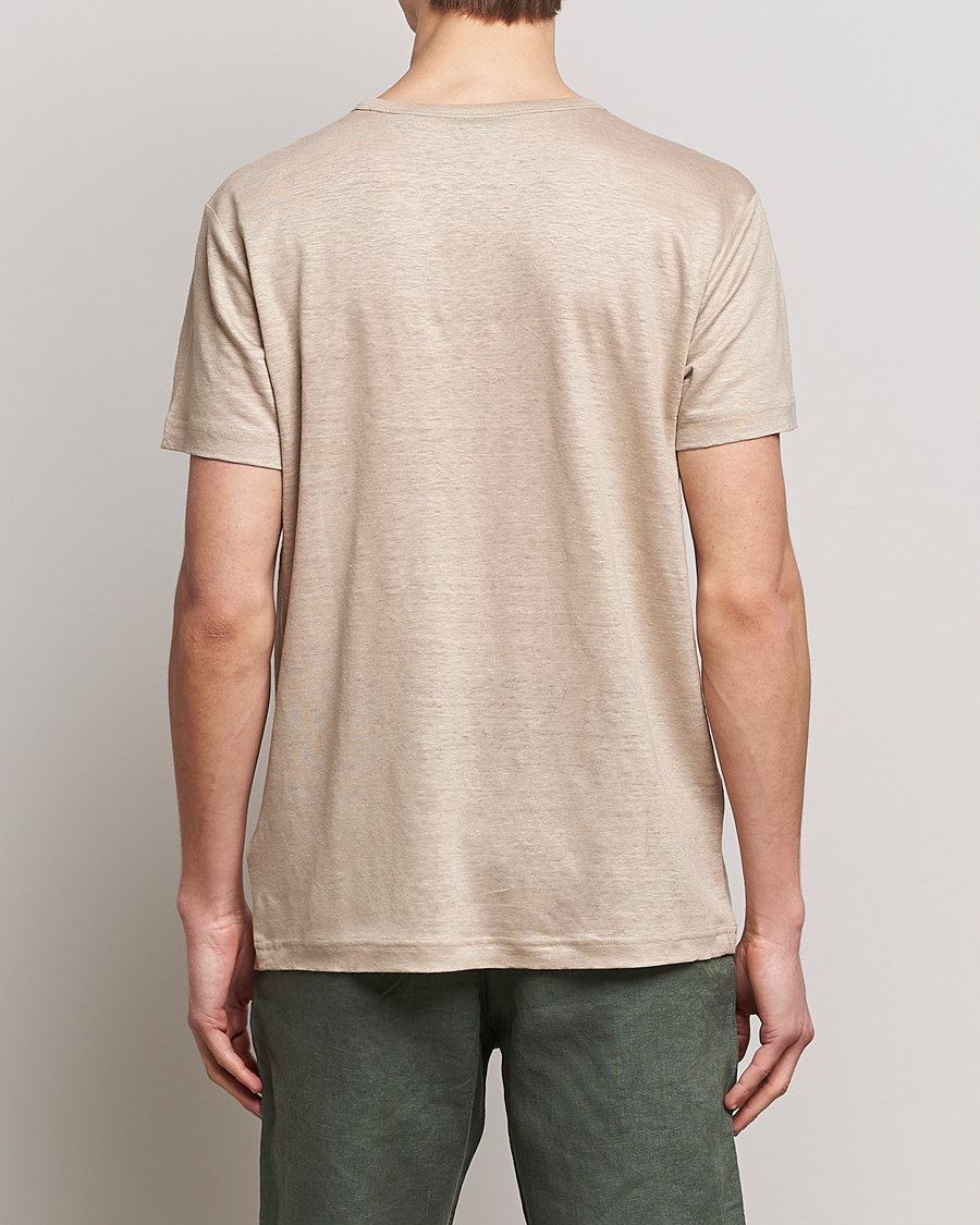 Homme | T-shirts | GANT | Cotton/Linen Crew Neck T-Shirt Khaki Beige