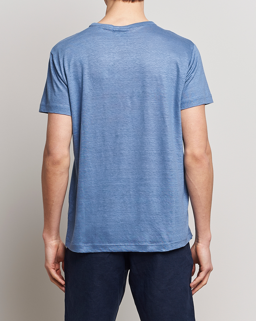 Homme | T-shirts | GANT | Cotton/Linen Crew Neck T-Shirt Salty Sea Blue