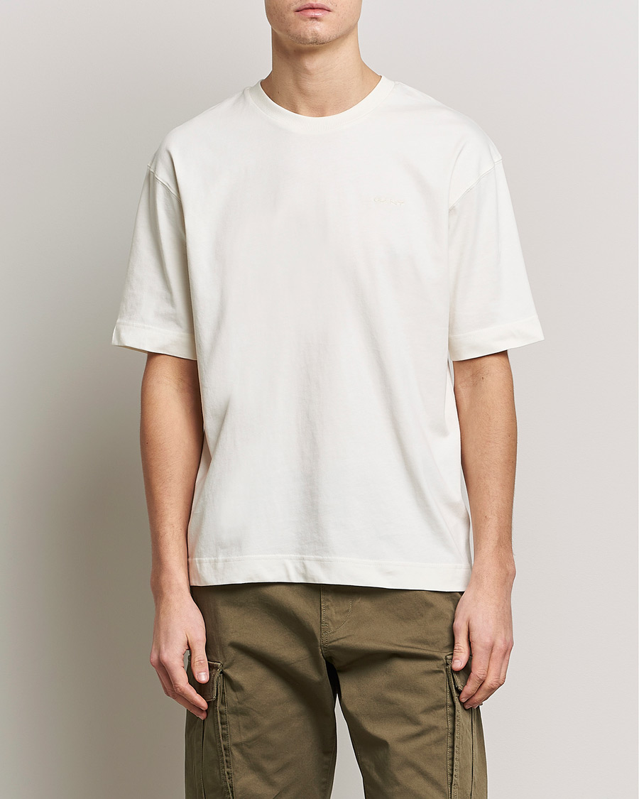 Homme | T-shirts | GANT | Icon Crew Neck T-Shirt Cream