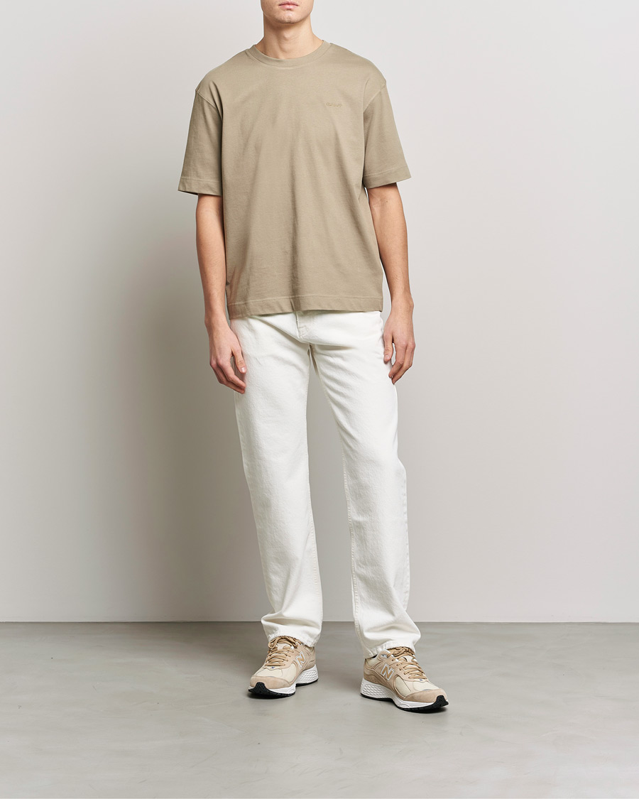 Homme | T-shirts | GANT | Icon Crew Neck T-Shirt Taupe Beige