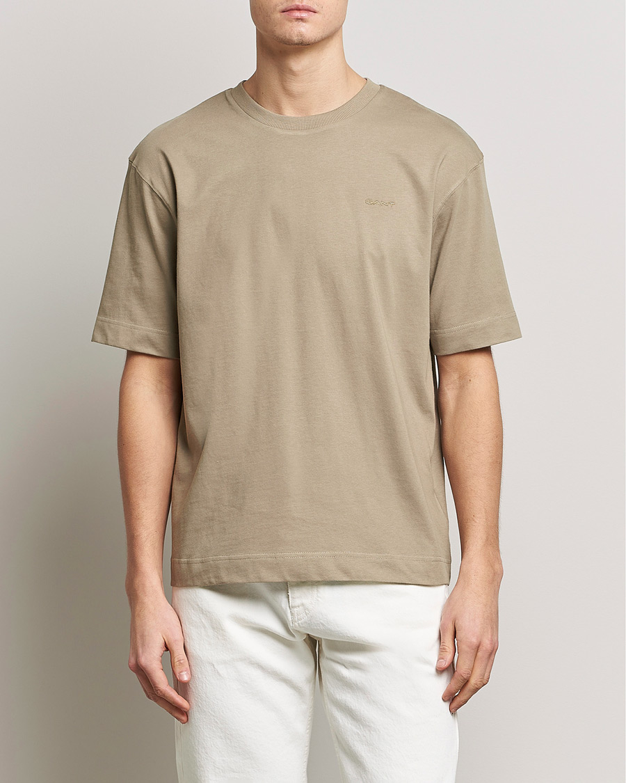 Homme | T-shirts | GANT | Icon Crew Neck T-Shirt Taupe Beige