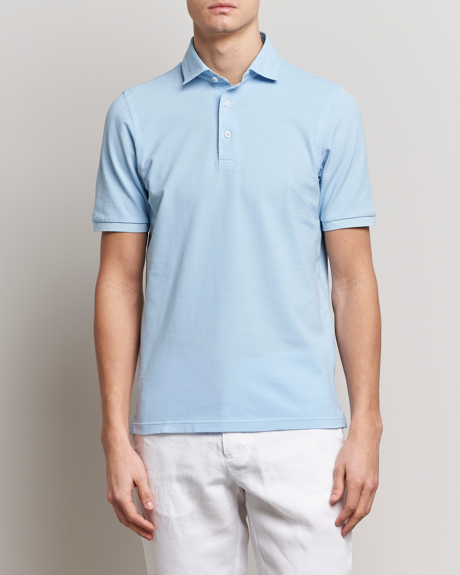 Homme | Polos | Gran Sasso | Washed Polo Light Blue