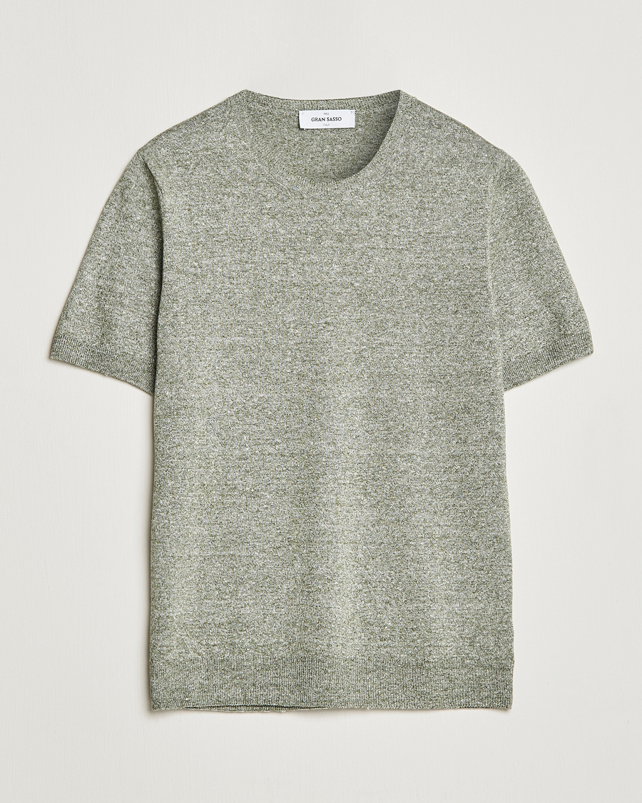 Homme | T-shirts | Gran Sasso | Cotton/Linen Knitted Tee Green