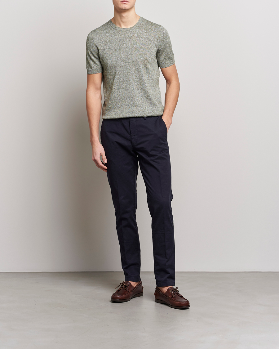 Homme | T-shirts | Gran Sasso | Cotton/Linen Knitted Tee Green