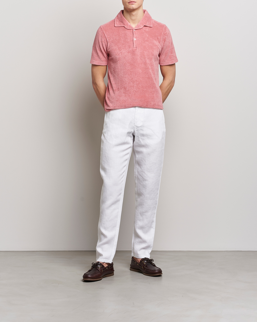Homme | Polos | Gran Sasso | Cotton Terry Polo Washed Pink