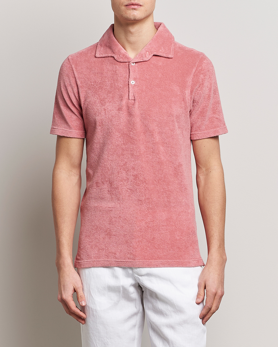 Homme | Polos | Gran Sasso | Cotton Terry Polo Washed Pink