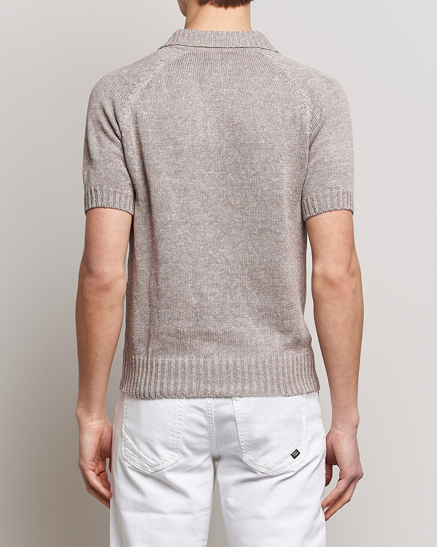 Homme | Polos | Gran Sasso | Cotton/Linen Knitted Polo Beige