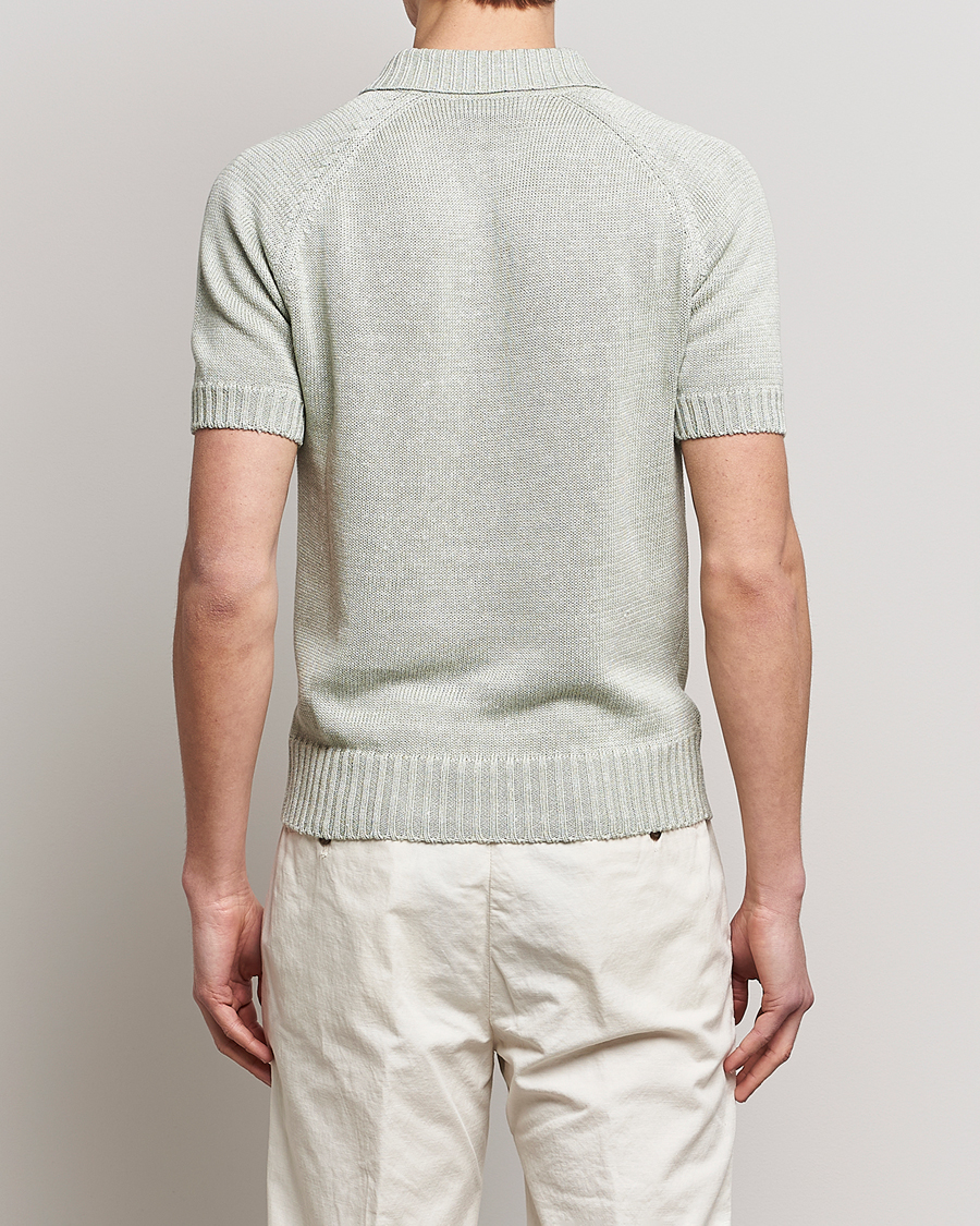 Homme | Polos | Gran Sasso | Cotton/Linen Knitted Polo Light Green