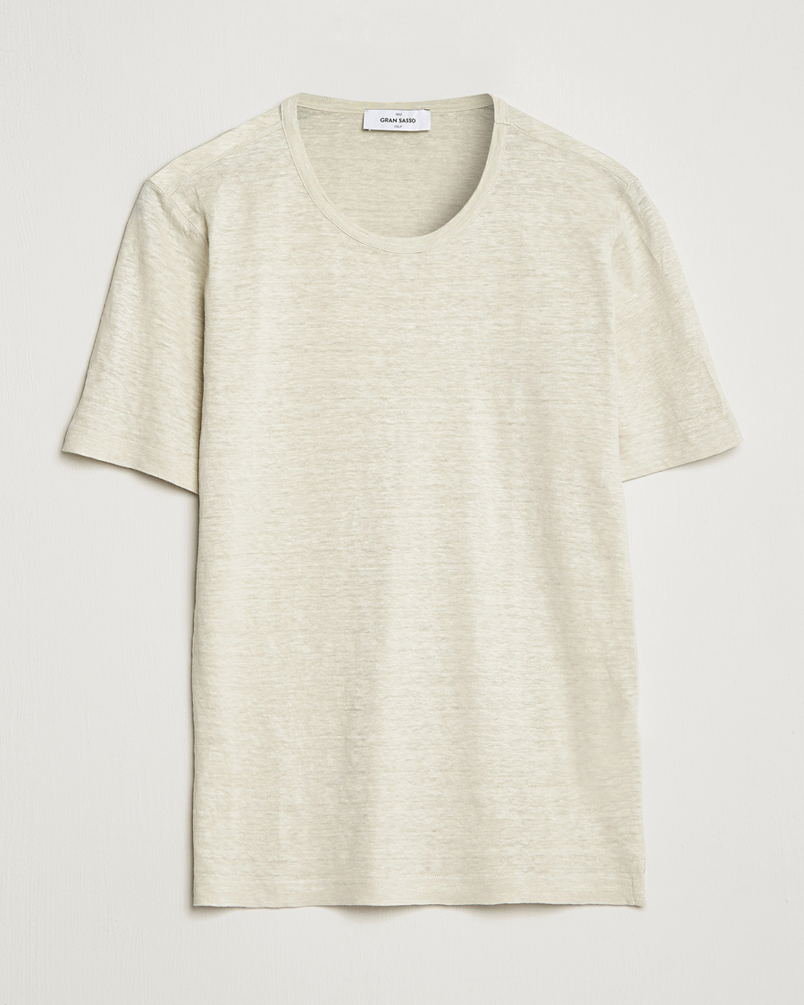 Homme | T-shirts | Gran Sasso | Washed Linen Tee Beige
