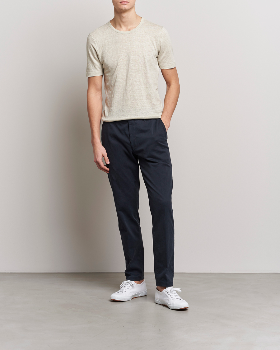 Homme | T-shirts | Gran Sasso | Washed Linen Tee Beige