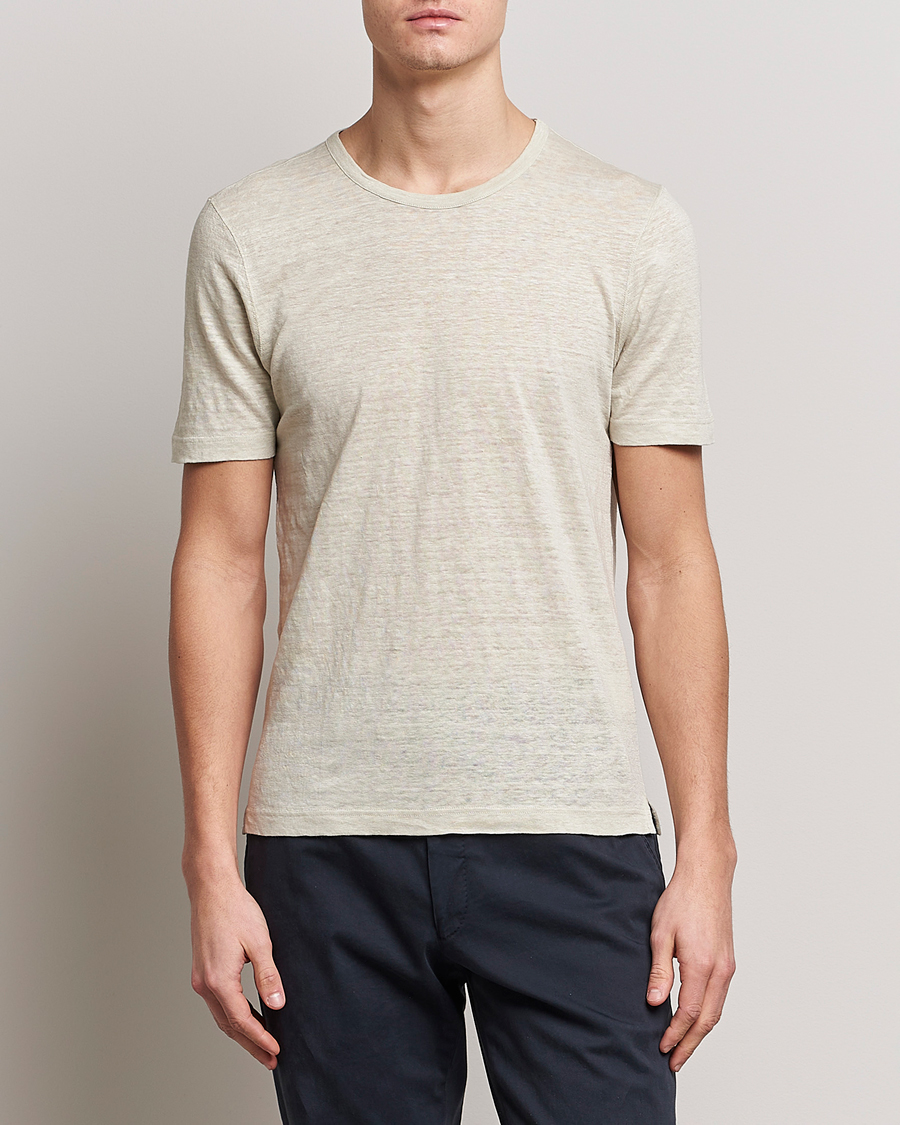 Homme | T-shirts | Gran Sasso | Washed Linen Tee Beige