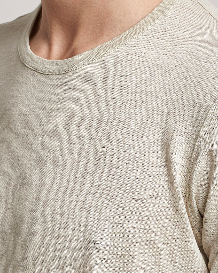 Homme | T-shirts | Gran Sasso | Washed Linen Tee Beige