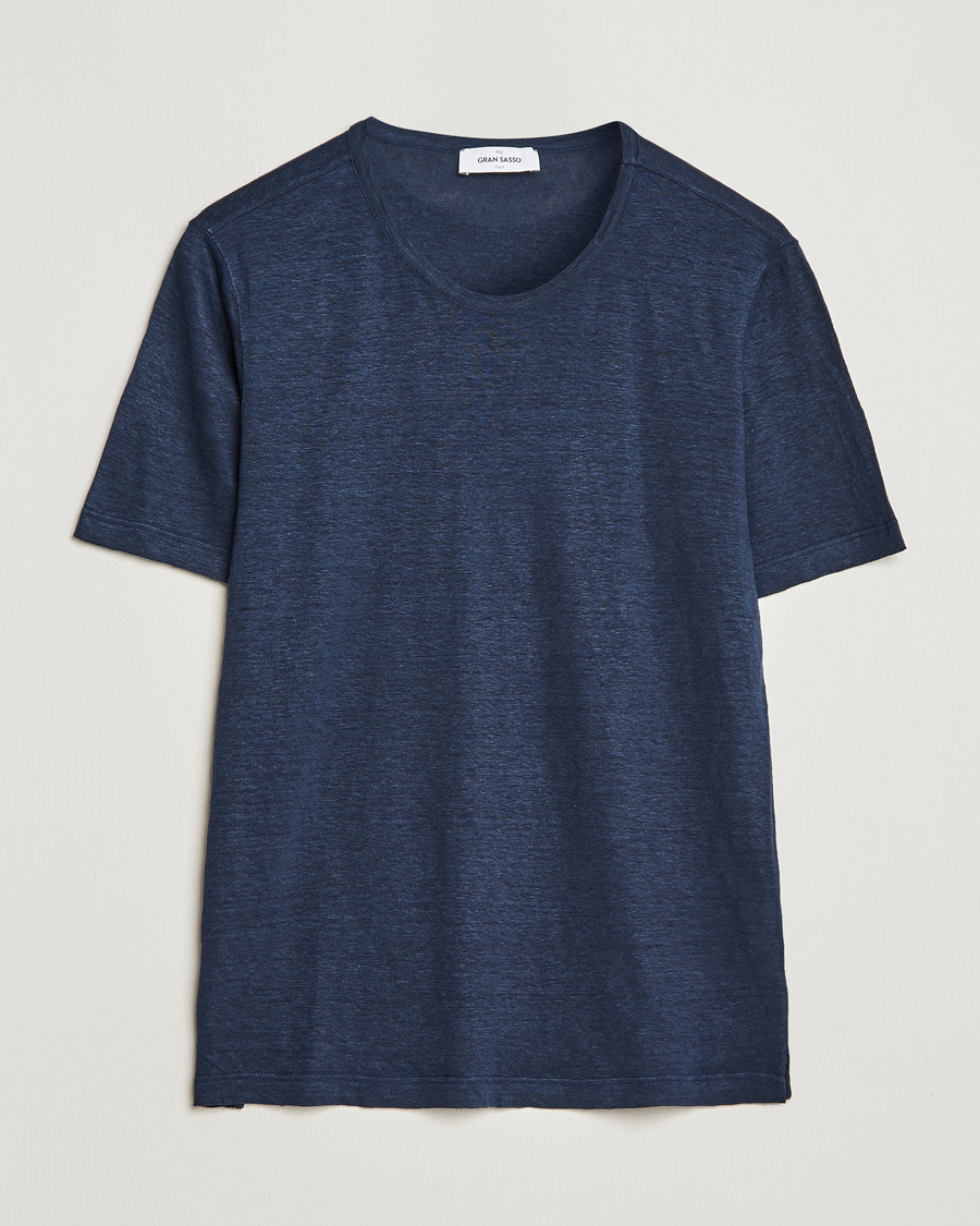 Homme | T-shirts | Gran Sasso | Washed Linen Tee Navy