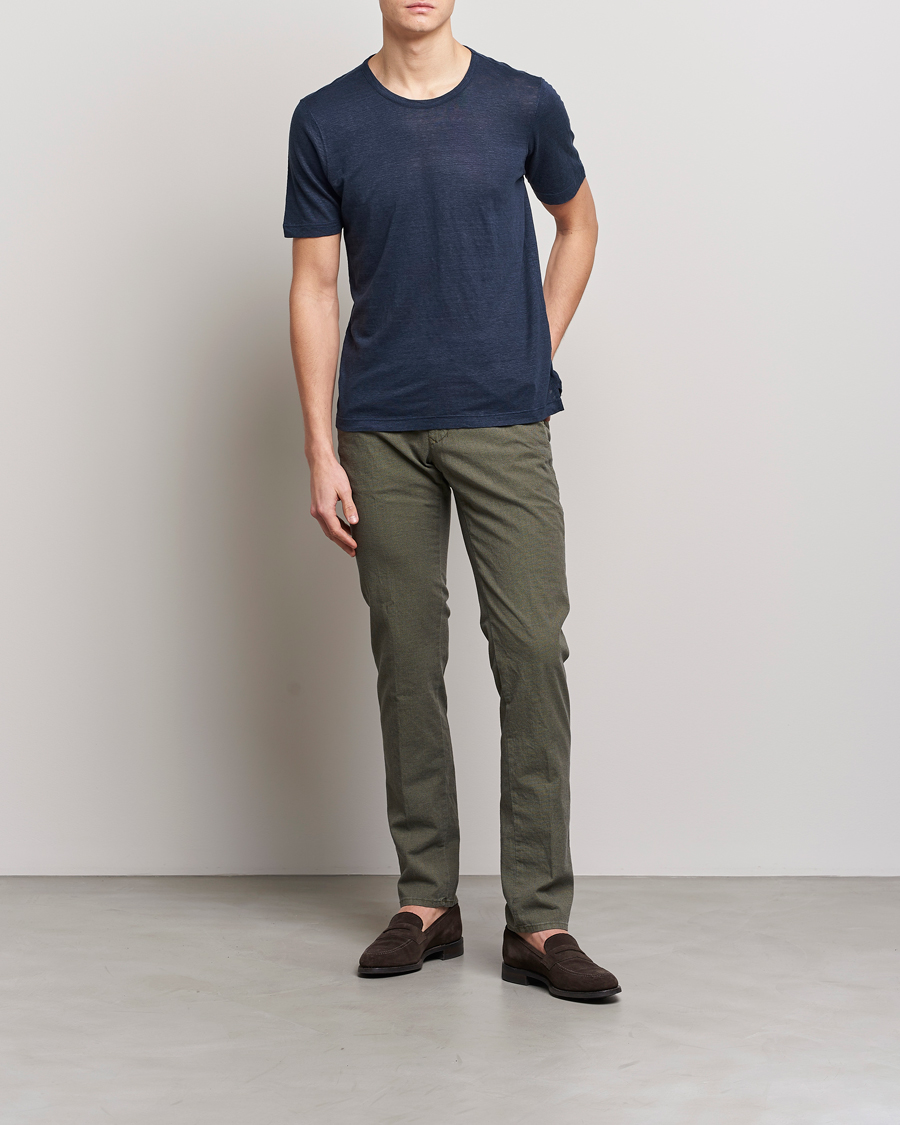 Homme | T-shirts | Gran Sasso | Washed Linen Tee Navy