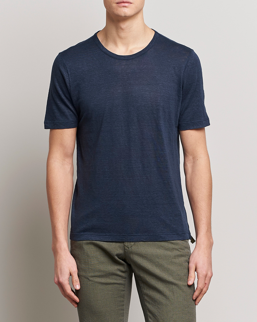 Homme | T-shirts | Gran Sasso | Washed Linen Tee Navy