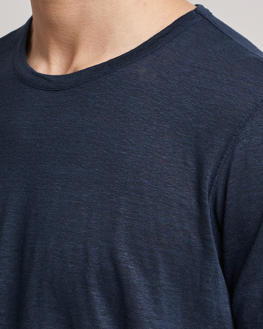 Homme | T-shirts | Gran Sasso | Washed Linen Tee Navy