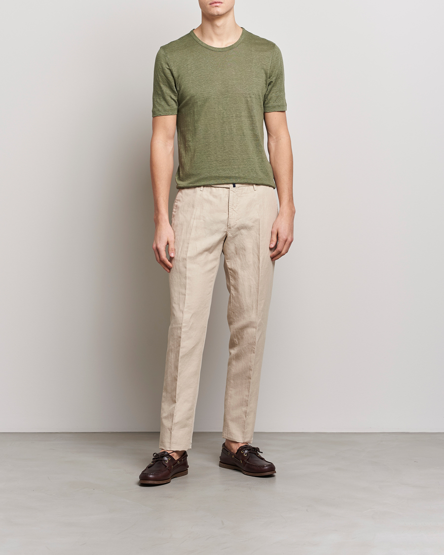 Homme | T-shirts | Gran Sasso | Washed Linen Tee Olive