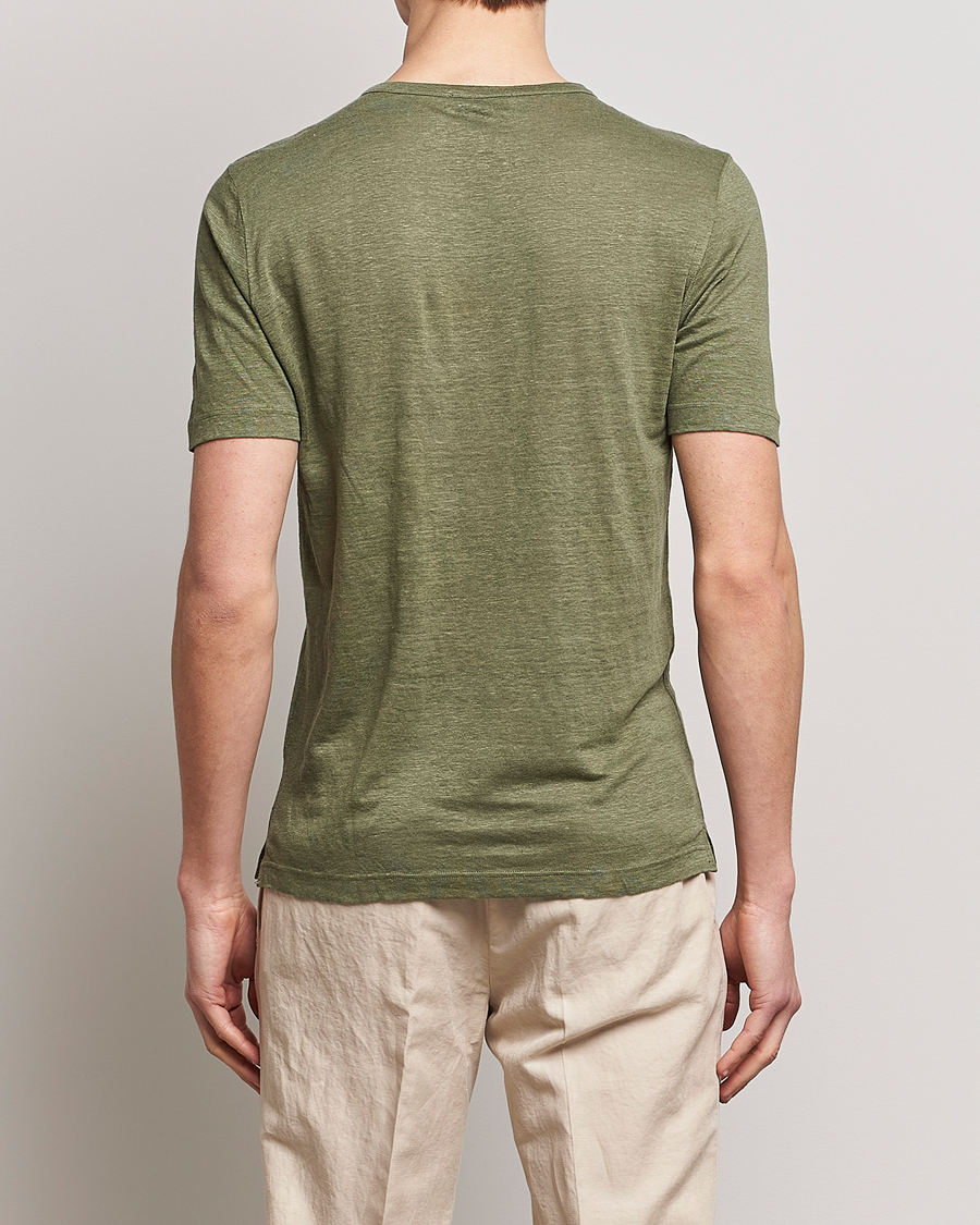 Homme | T-shirts | Gran Sasso | Washed Linen Tee Olive