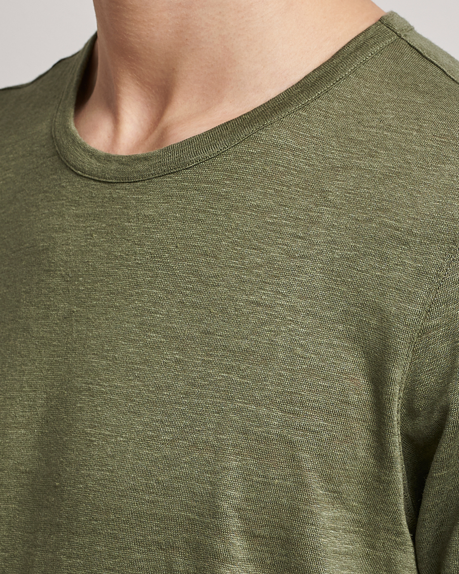 Homme | T-shirts | Gran Sasso | Washed Linen Tee Olive