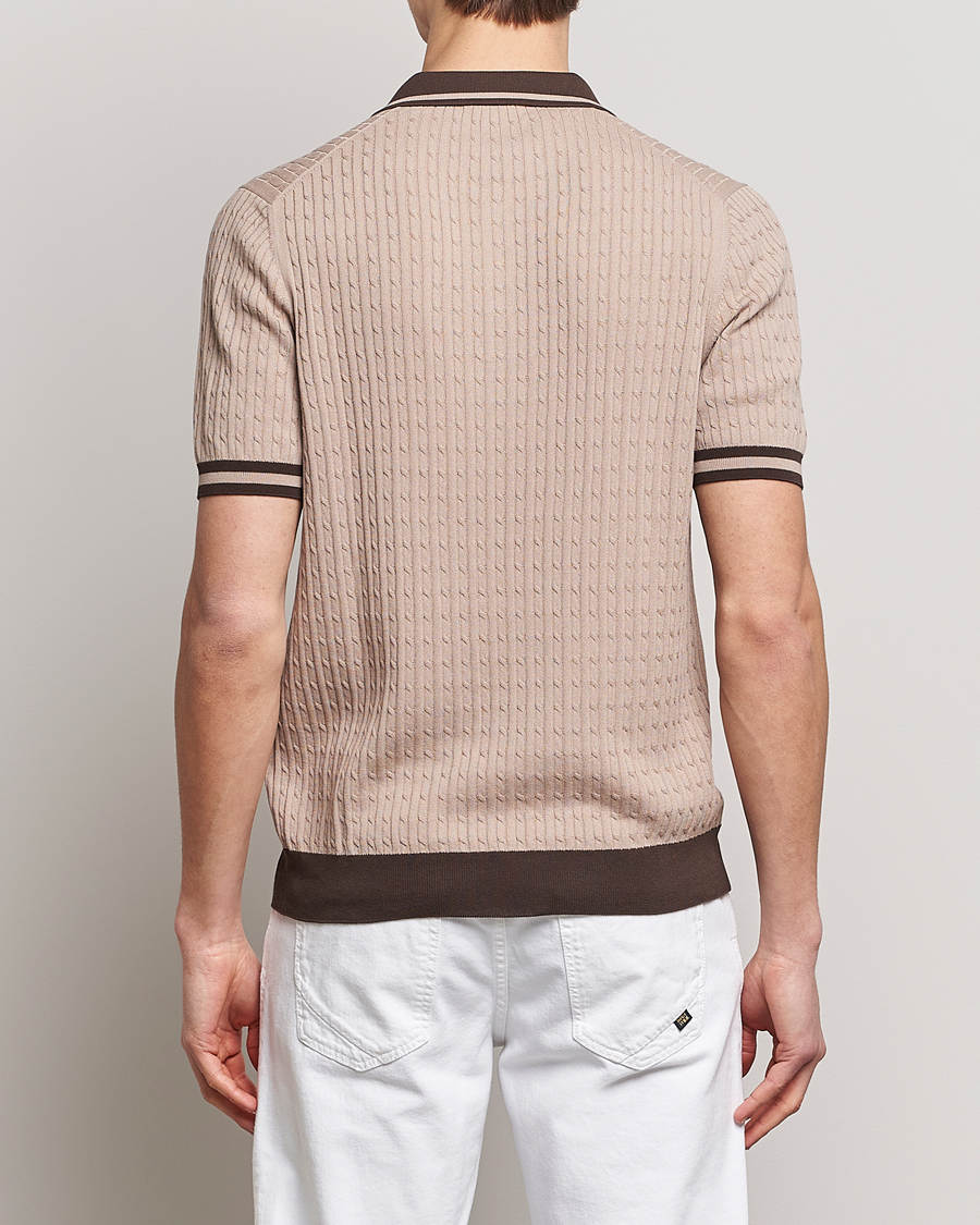 Homme | Polos | Gran Sasso | Cable Knitted Contrast Polo Beige