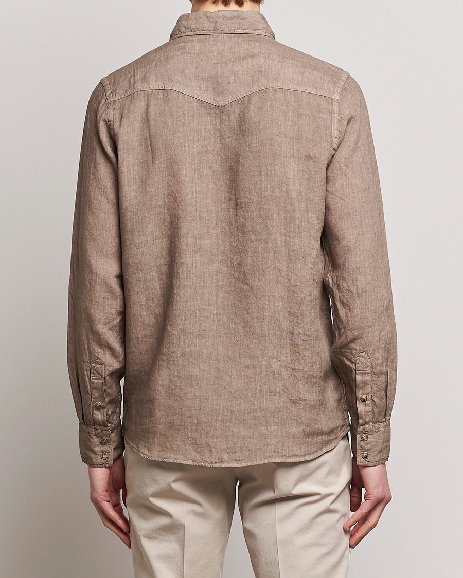 Homme | Chemises | Gran Sasso | Casual Pocket Linen Shirt Medium Brown
