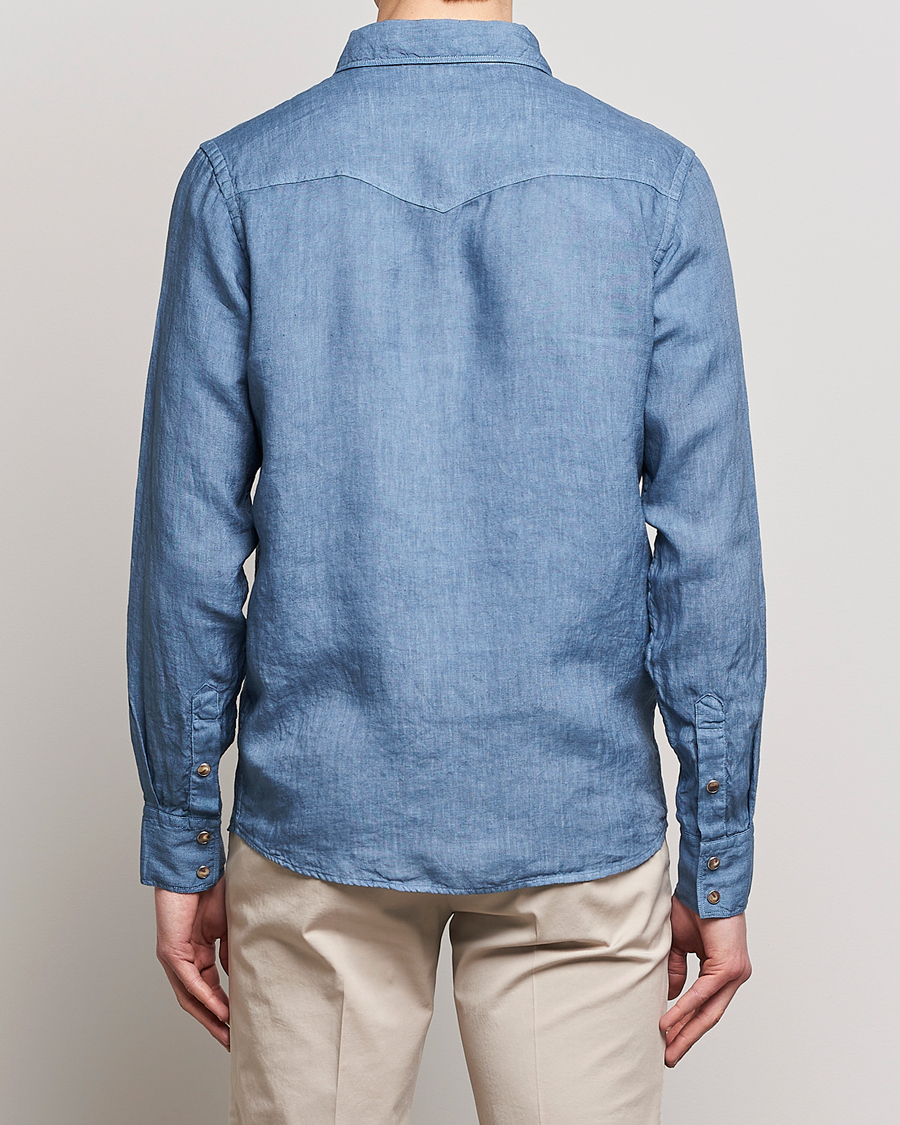 Homme | Chemises | Gran Sasso | Casual Pocket Linen Shirt Blue