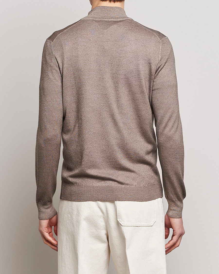 Homme | Pulls Et Tricots | Gran Sasso | Summer Merino Half Zip Sweater Brown Melange