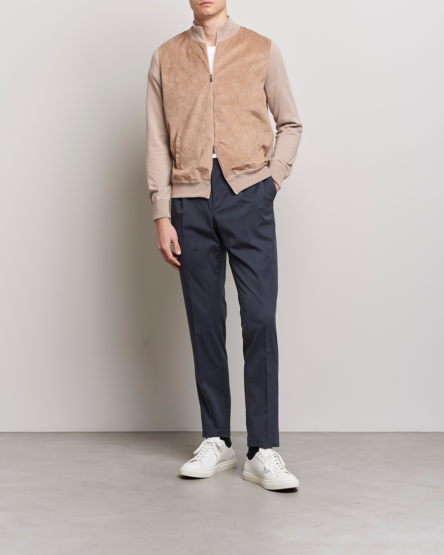 Homme | Pulls Et Tricots | Gran Sasso | Knitted Cotton/Alcantara Full Zip Beige