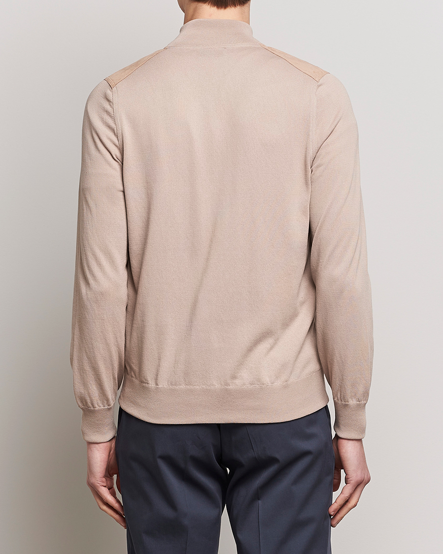 Homme | Pulls Et Tricots | Gran Sasso | Knitted Cotton/Alcantara Full Zip Beige