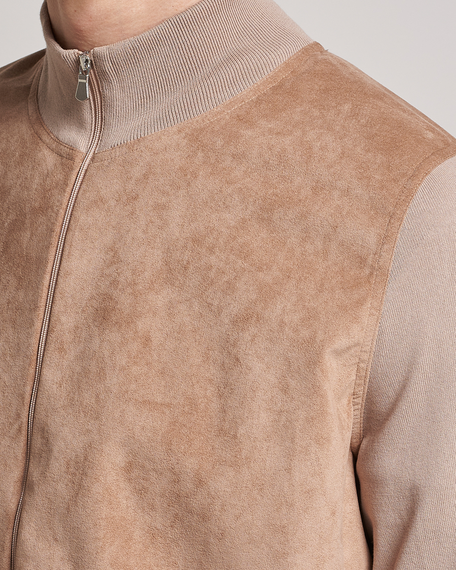 Homme | Pulls Et Tricots | Gran Sasso | Knitted Cotton/Alcantara Full Zip Beige