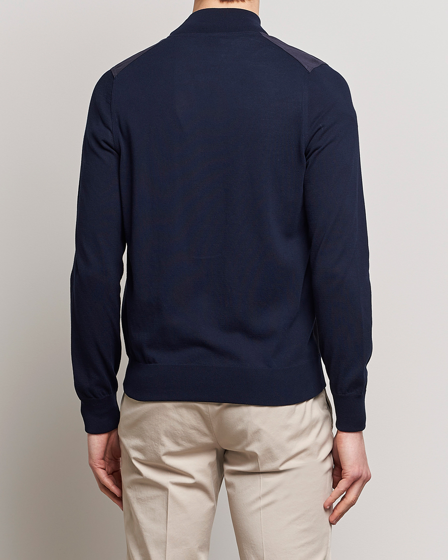 Homme | Pulls Et Tricots | Gran Sasso | Knitted Cotton/Alcantara Full Zip Navy
