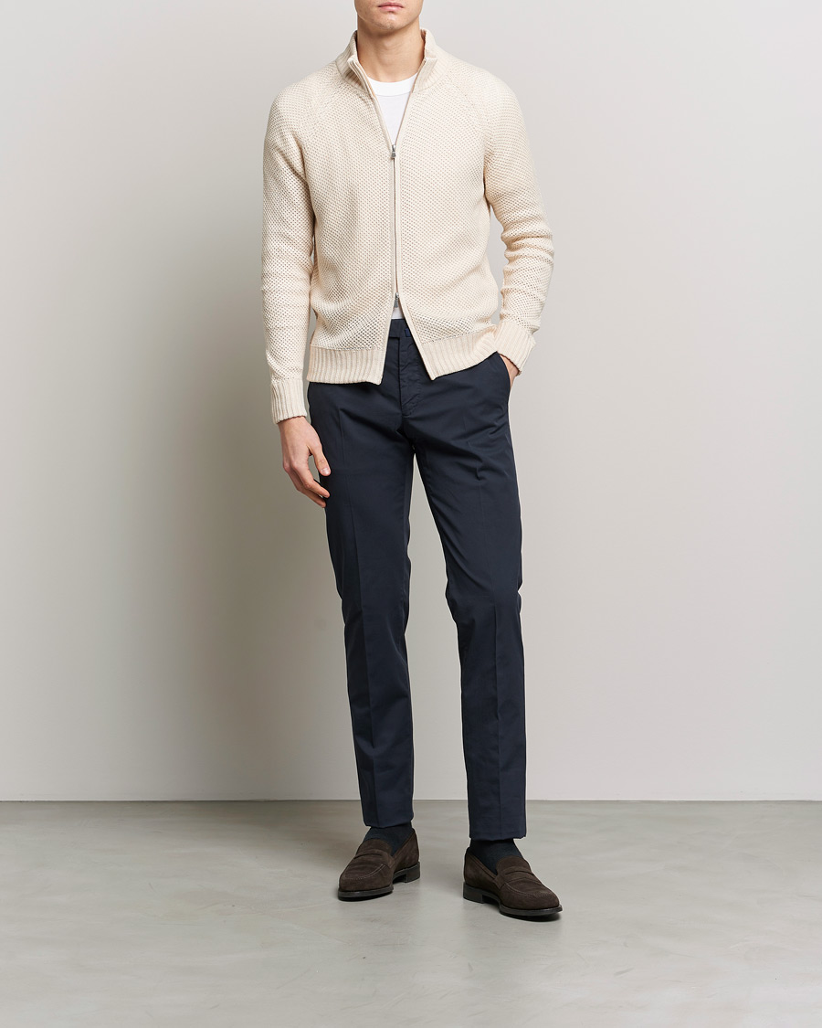 Homme | Pulls Et Tricots | Gran Sasso | Structured Cotton/Linen Full Zip Cream