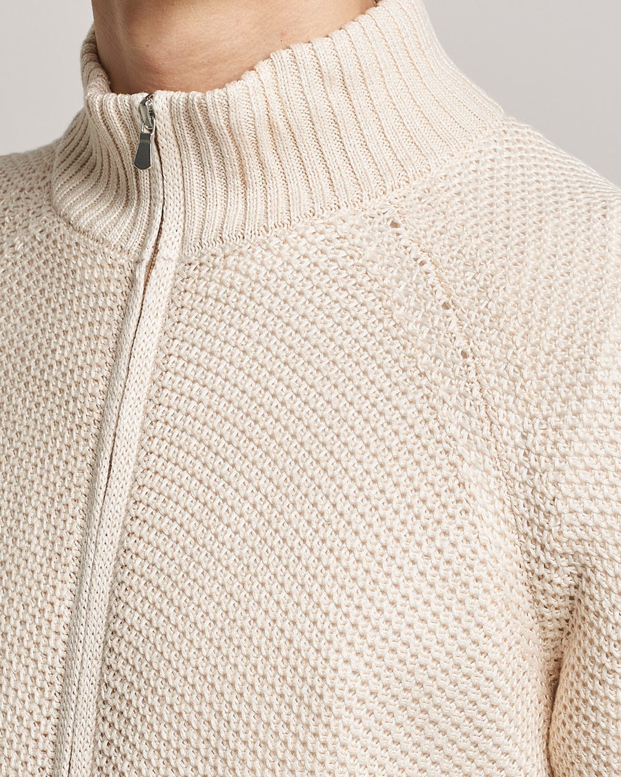 Homme | Pulls Et Tricots | Gran Sasso | Structured Cotton/Linen Full Zip Cream