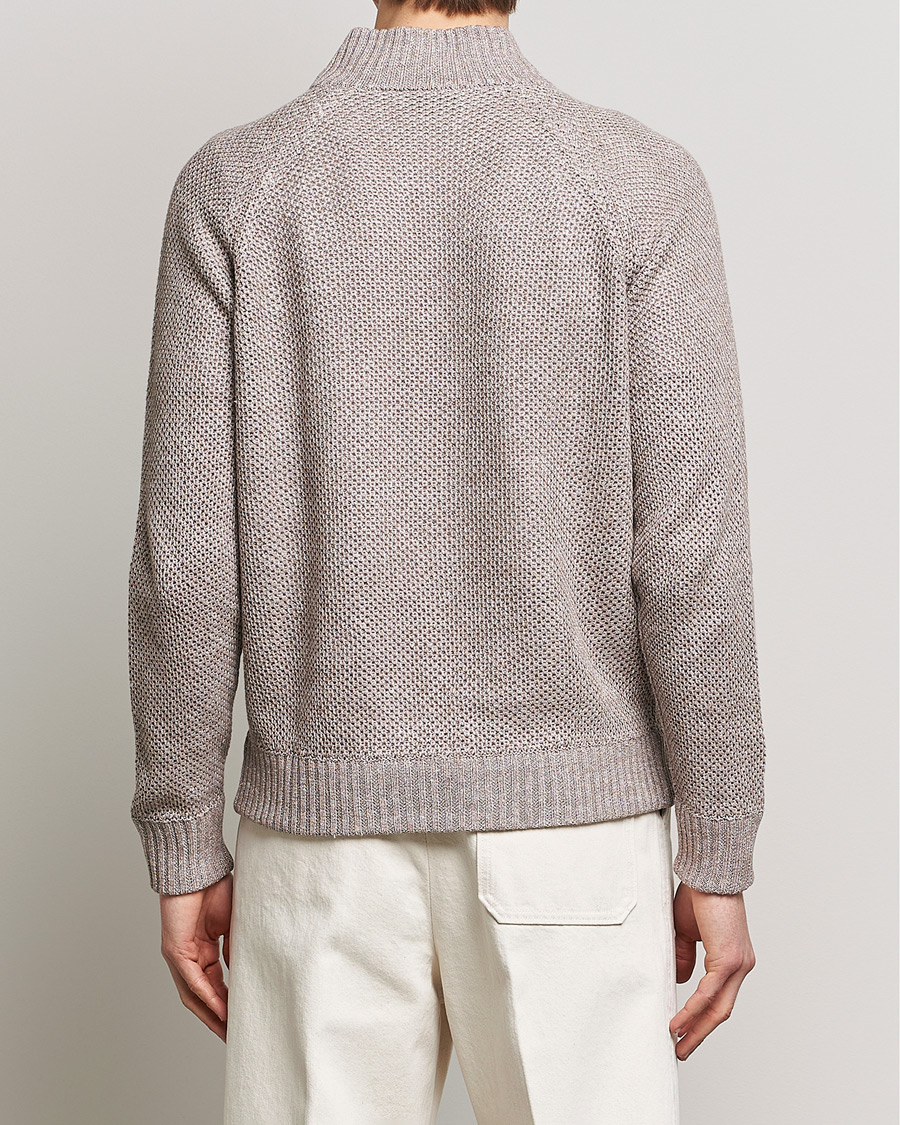 Homme | Pulls Et Tricots | Gran Sasso | Structured Cotton/Linen Full Zip Beige Melange